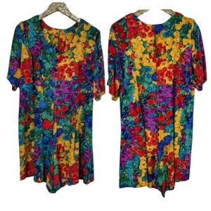 Vintage 90s Homemade Plus Size Multicolored Abstract Romper